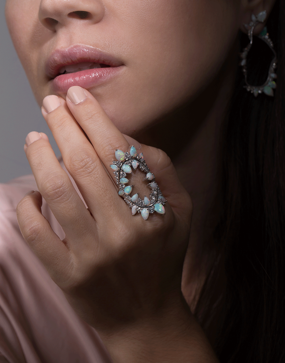 FERNANDO JORGE-Opal and Diamond Electric Shock Ring-WHITE GOLD