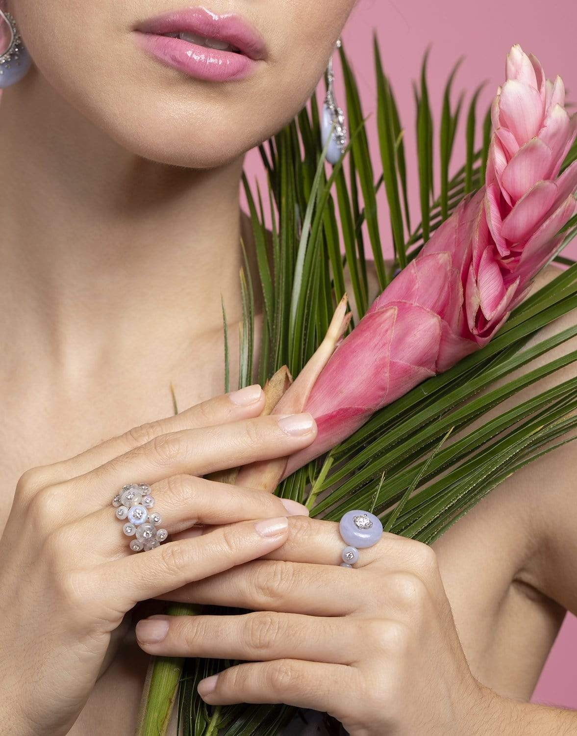 FERNANDO JORGE-Moonstone Surrounding Triple Ring-WHITE GOLD