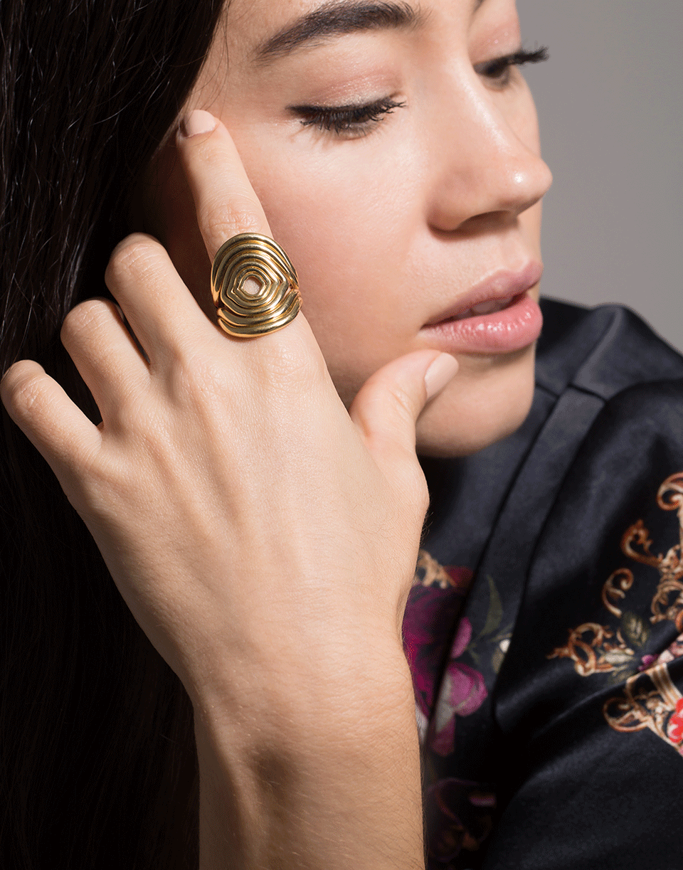 FERNANDO JORGE-Rounded Lines Ring-YELLOW GOLD