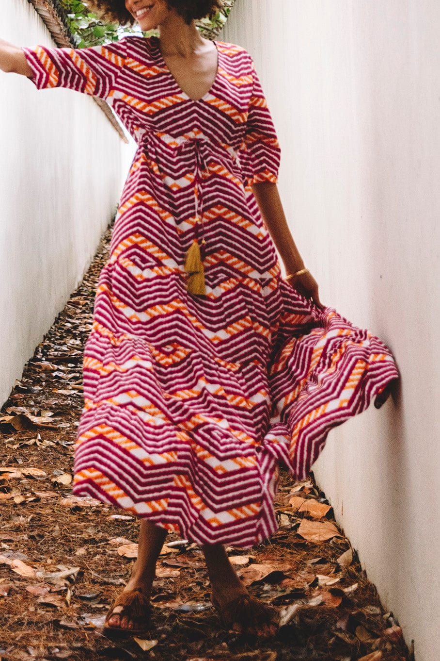 FIGUE-Kalila Dress - Chevron Pink-