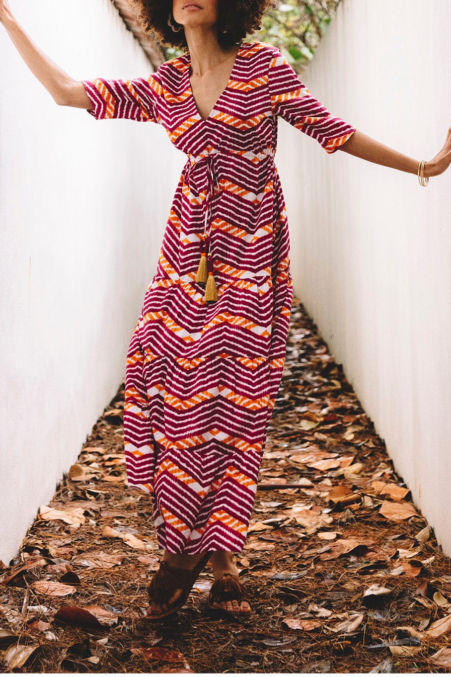 FIGUE-Kalila Dress - Chevron Pink-