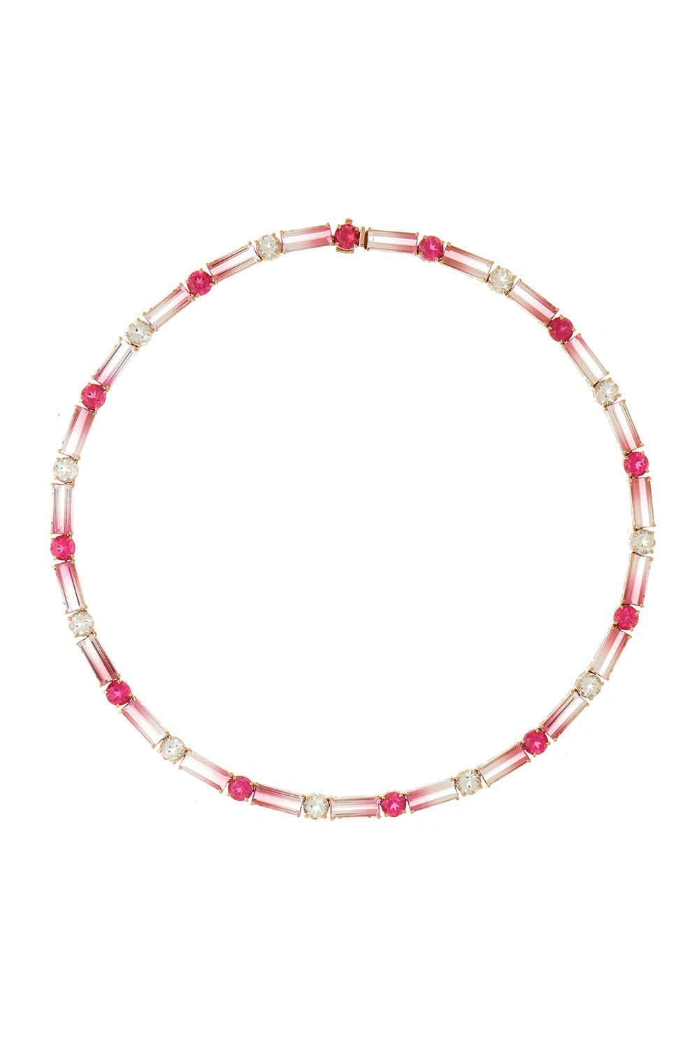 FISZMAN JEWEL-Bicolor Rubellite Tourmaline Tennis Necklace-WHITE GOLD