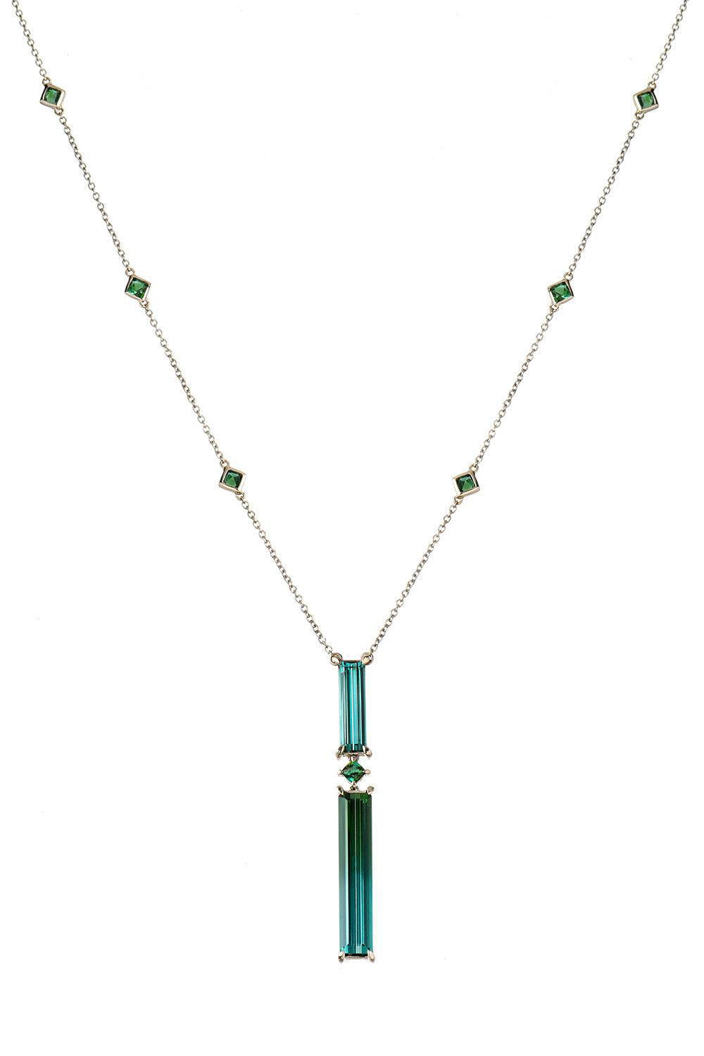 FISZMAN JEWEL-Green Tourmaline Pendant Necklace-WHITE GOLD