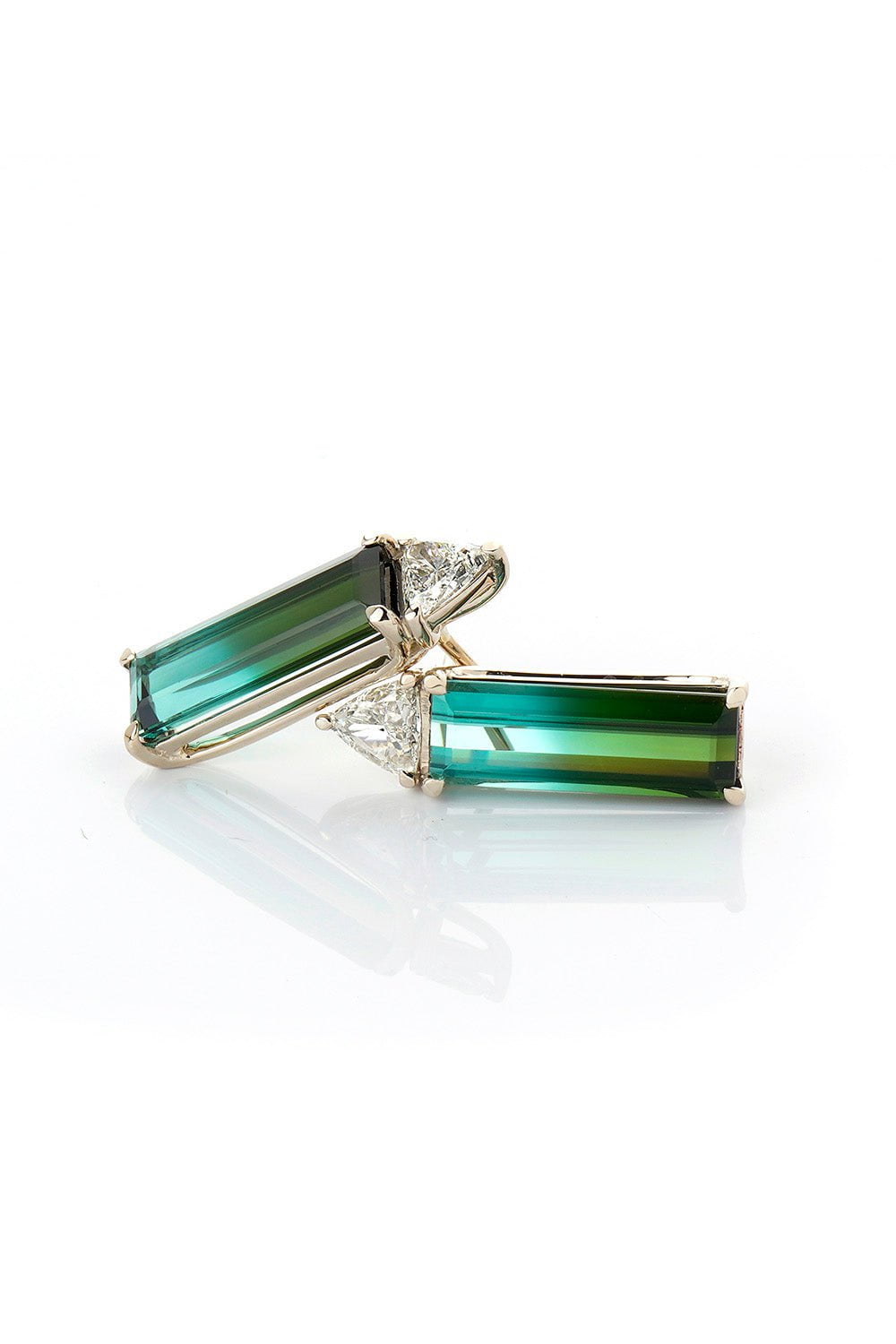 FISZMAN-Bicolor Rubellite Tourmaline Earrings-WHITE GOLD