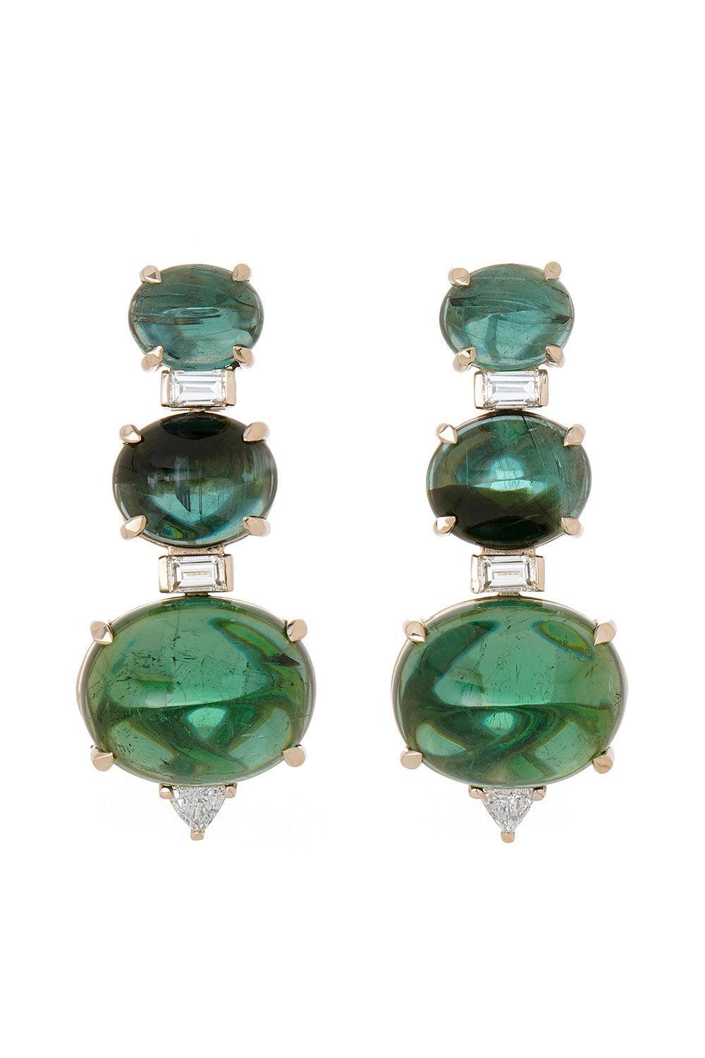 FISZMAN-Sugarloaf Green Tourmaline Earrings-WHITE GOLD