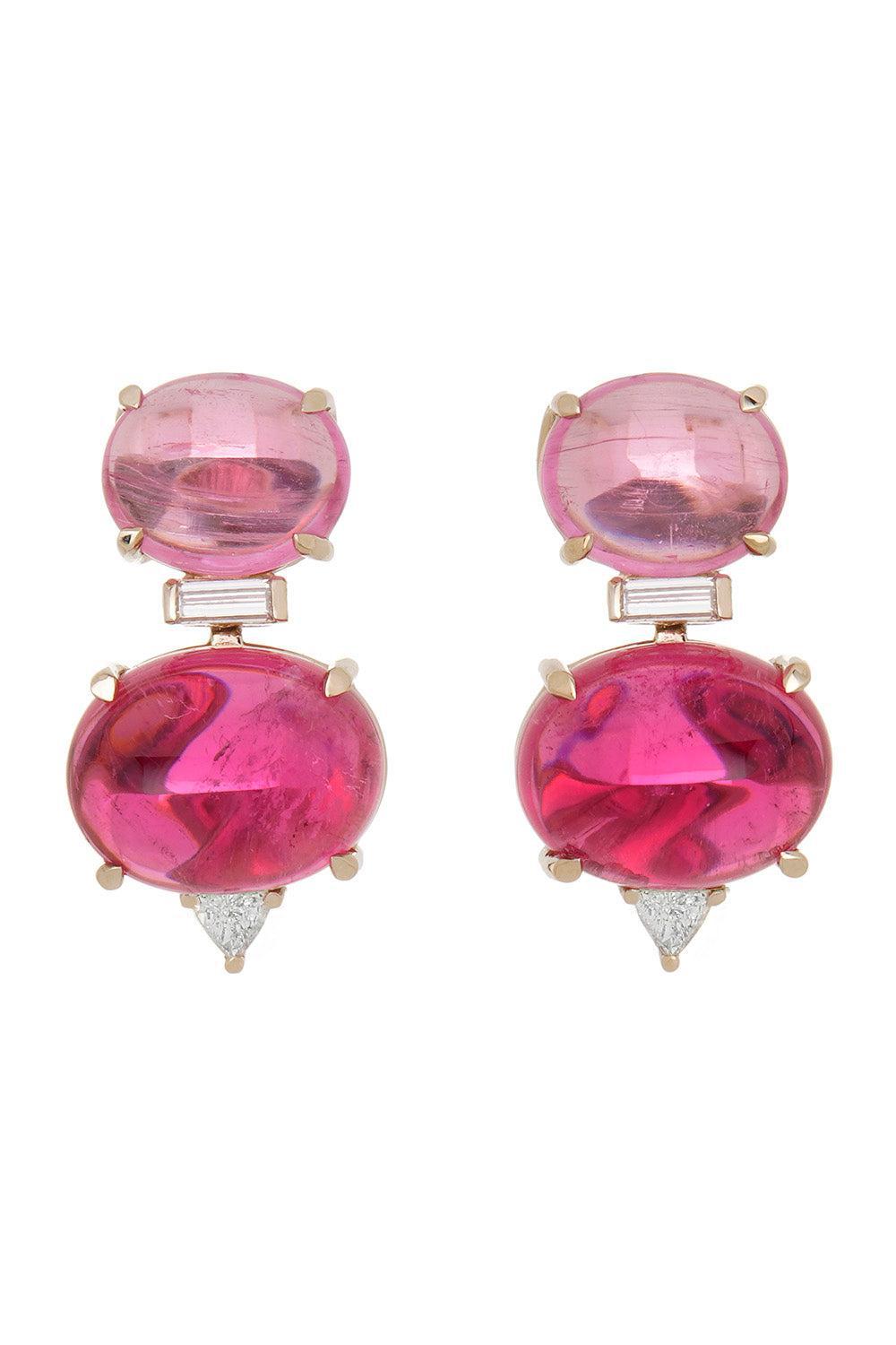 FISZMAN-Sugarloaf Pink Tourmaline Earrings-WHITE GOLD