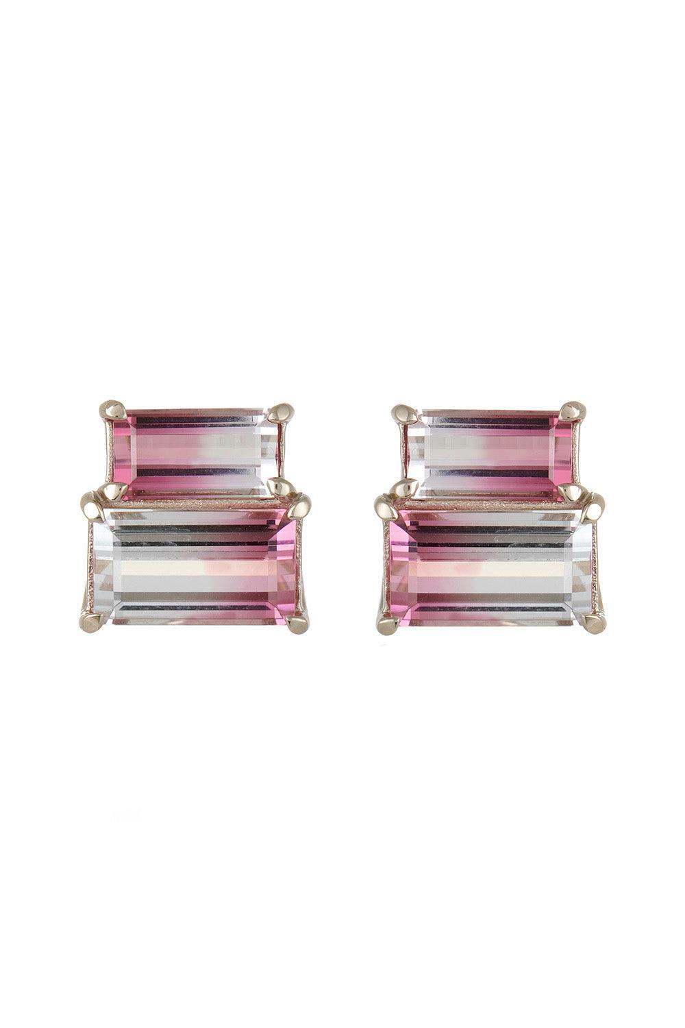 FISZMAN-Sugarloaf Tourmaline Stud Earrings-WHITE GOLD