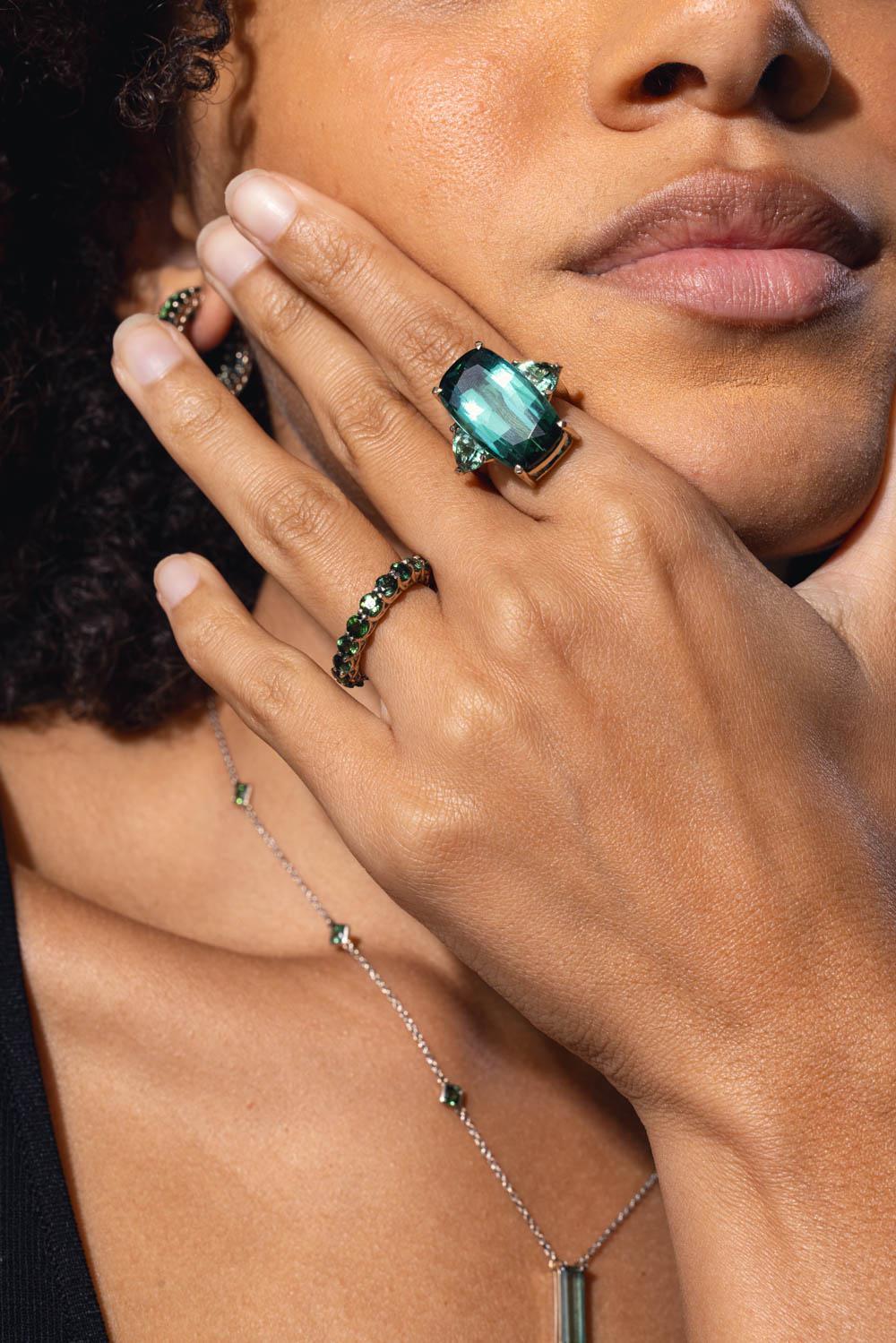 FISZMAN-Green Tourmaline Ring-WHITE GOLD