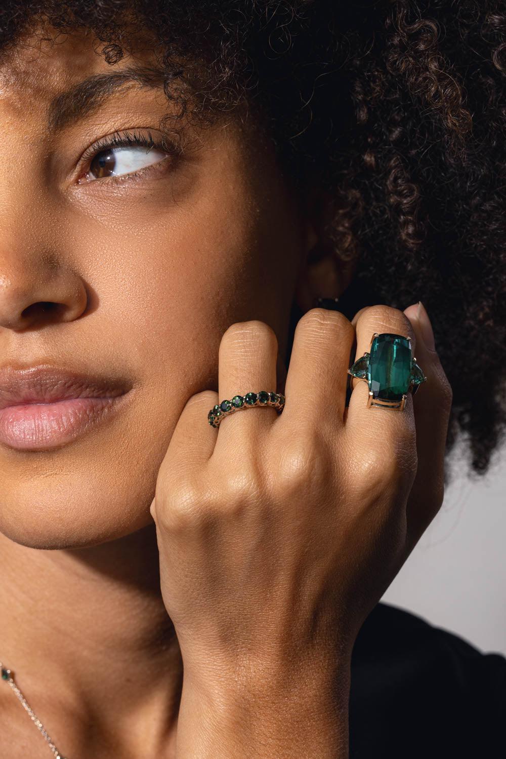 FISZMAN-Green Tourmaline Ring-WHITE GOLD