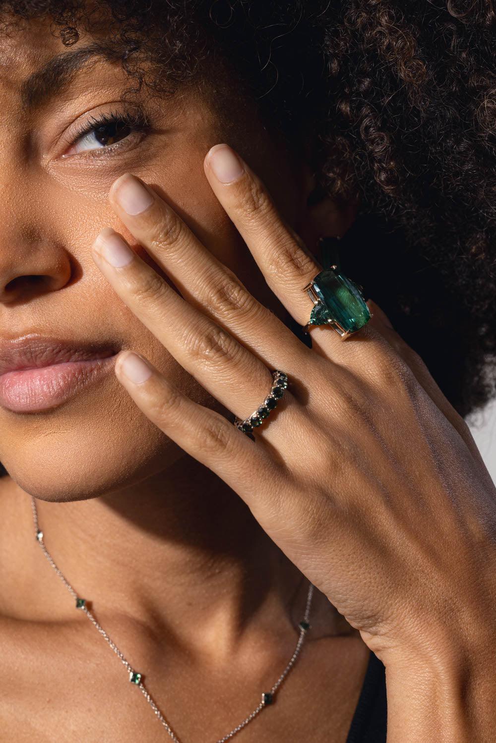 FISZMAN-Green Tourmaline Ring-WHITE GOLD