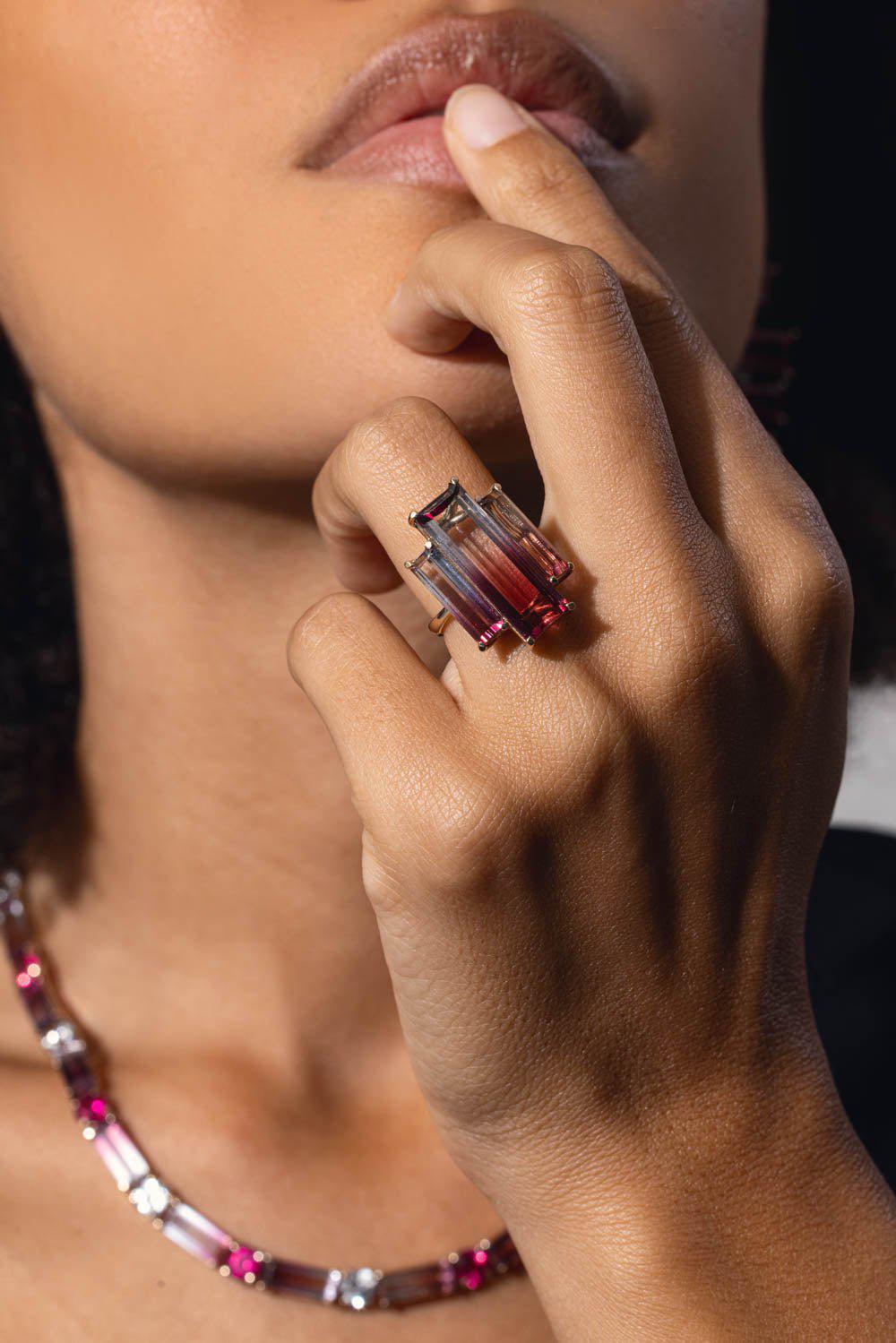 FISZMAN-Bicolor Rubellite Ring-WHITE GOLD