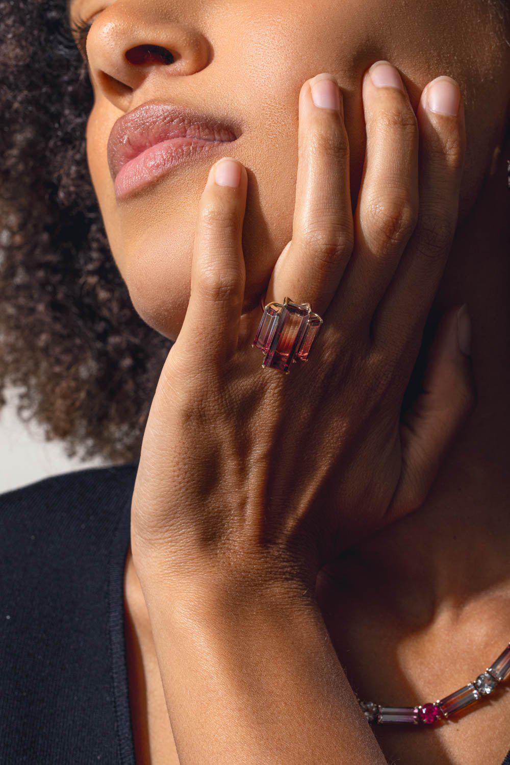 FISZMAN-Bicolor Rubellite Ring-WHITE GOLD