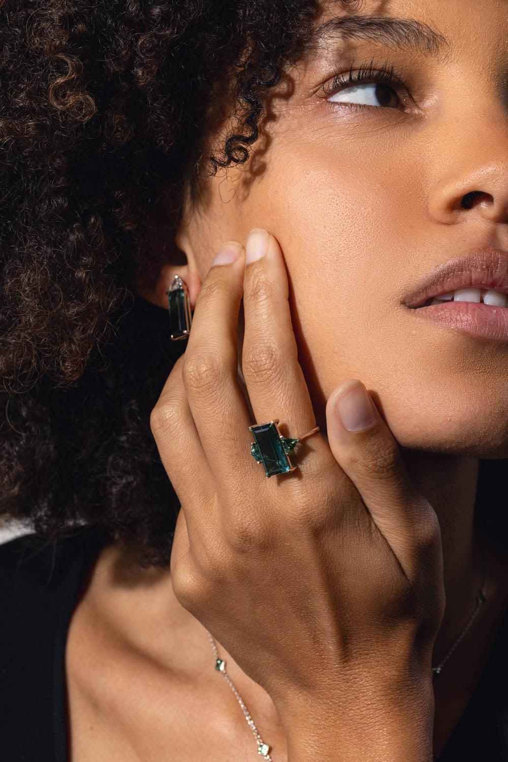 FISZMAN-Green Blue Tourmaline Ring-WHITE GOLD