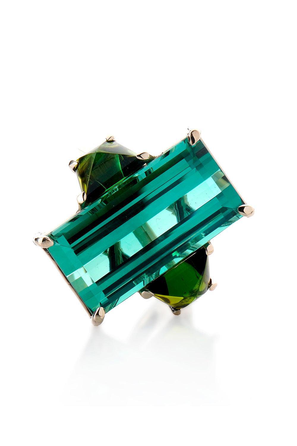 FISZMAN-Green Blue Tourmaline Ring-WHITE GOLD