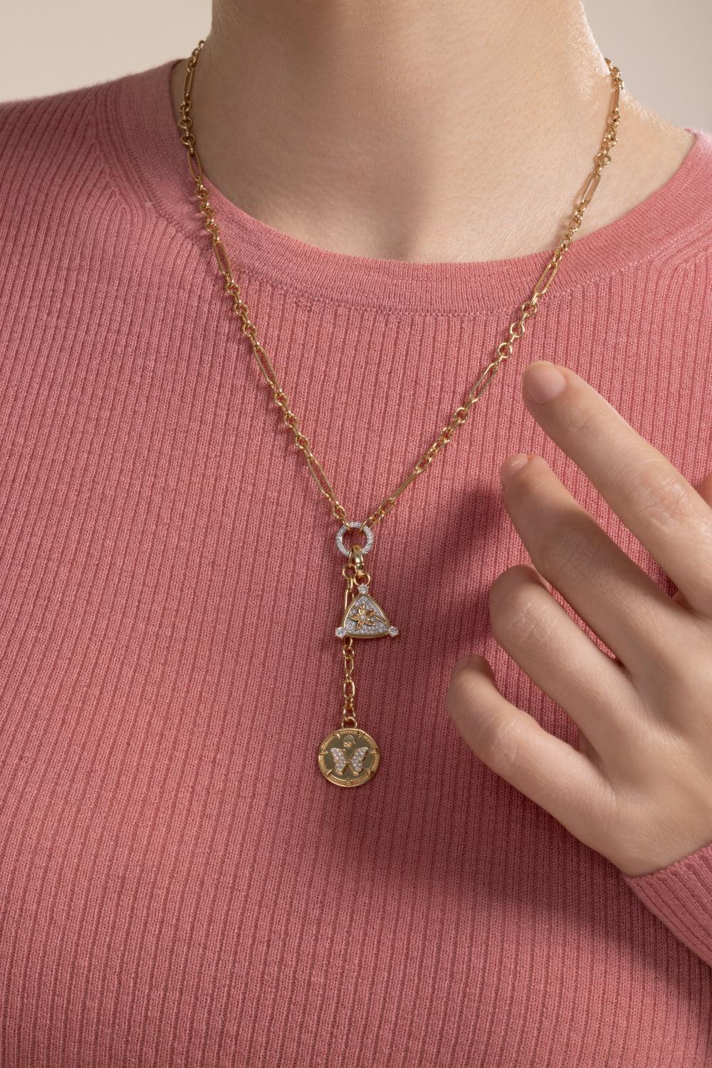Reverie Resilience - Diamond Butterfly Blossom Mixed Clip Extension Necklace-YELLOW GOLD-JEWELRYBOUTIQUENECKLACE O-FOUNDRAE