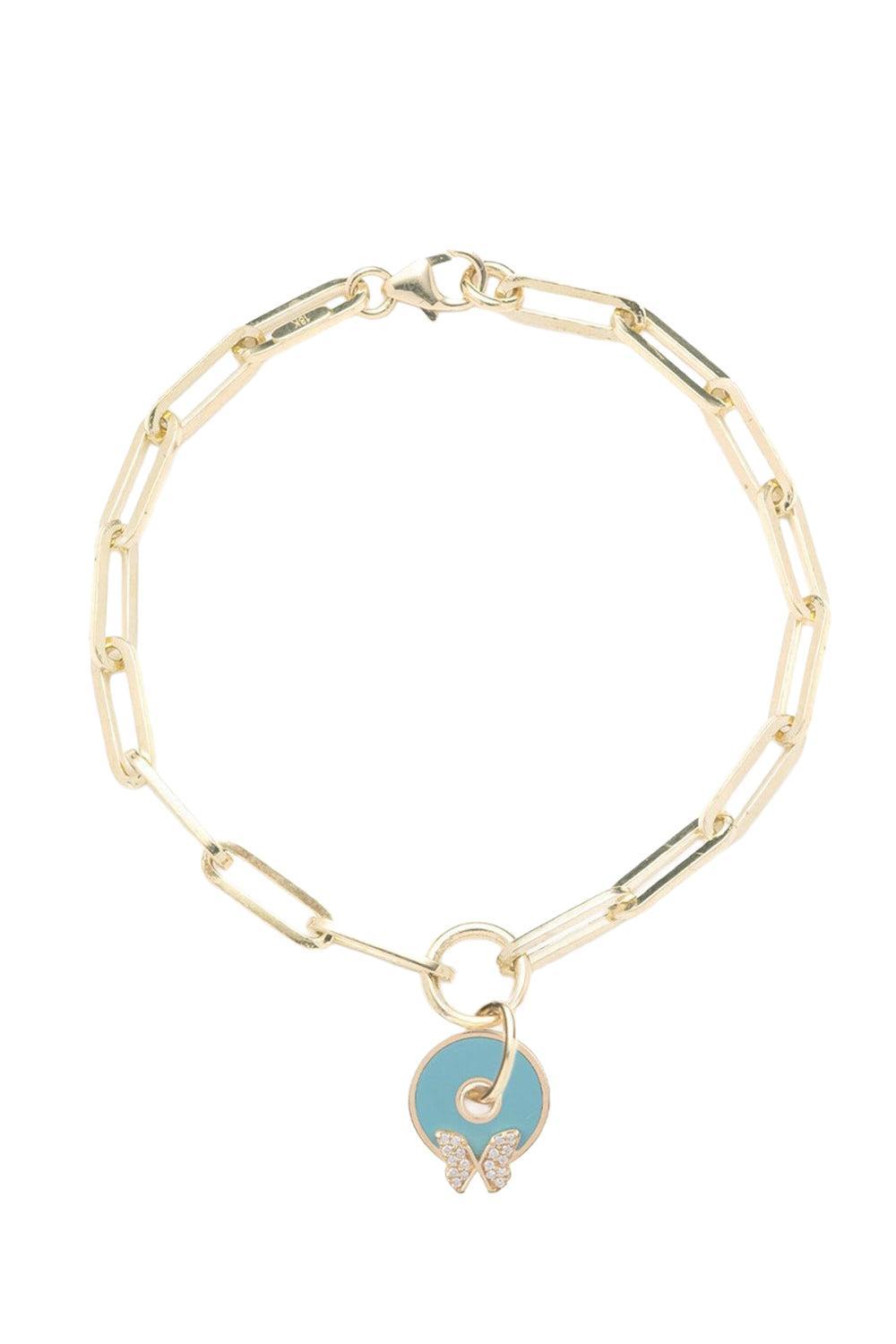  Aqua Butterfly Classic Fob Bracelet - Reverie-YELLOW GOLD-JEWELRYFINE JEWELBRACELET O-FOUNDRAE 