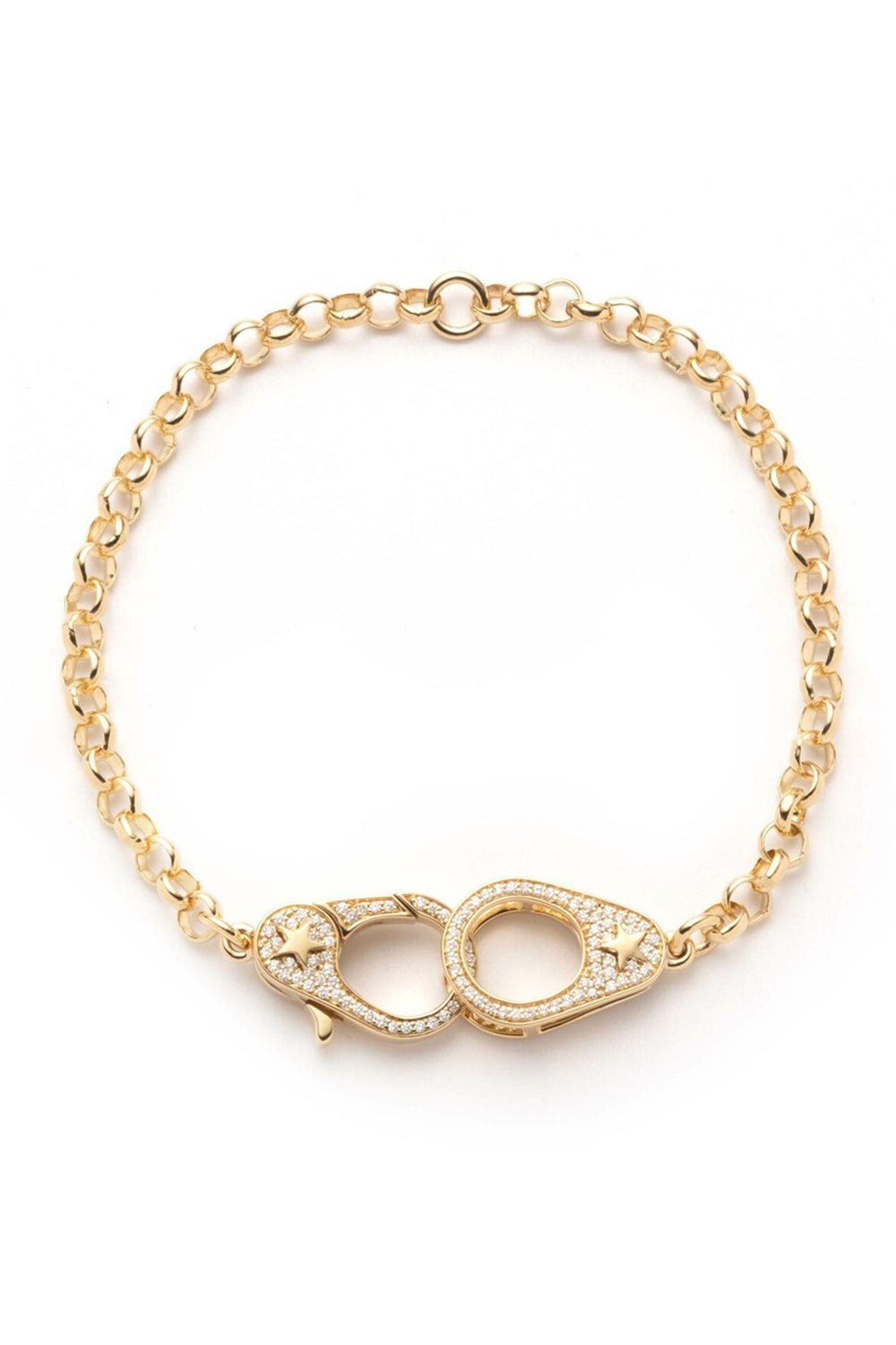 FOUNDRAE-Pave Sister Hook Medium Belcher Bracelet-YELLOW GOLD