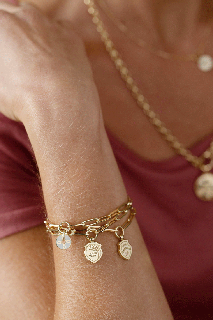 FOUNDRAE-Adhuc Stantes Fob Clip Bracelet-YELLOW GOLD