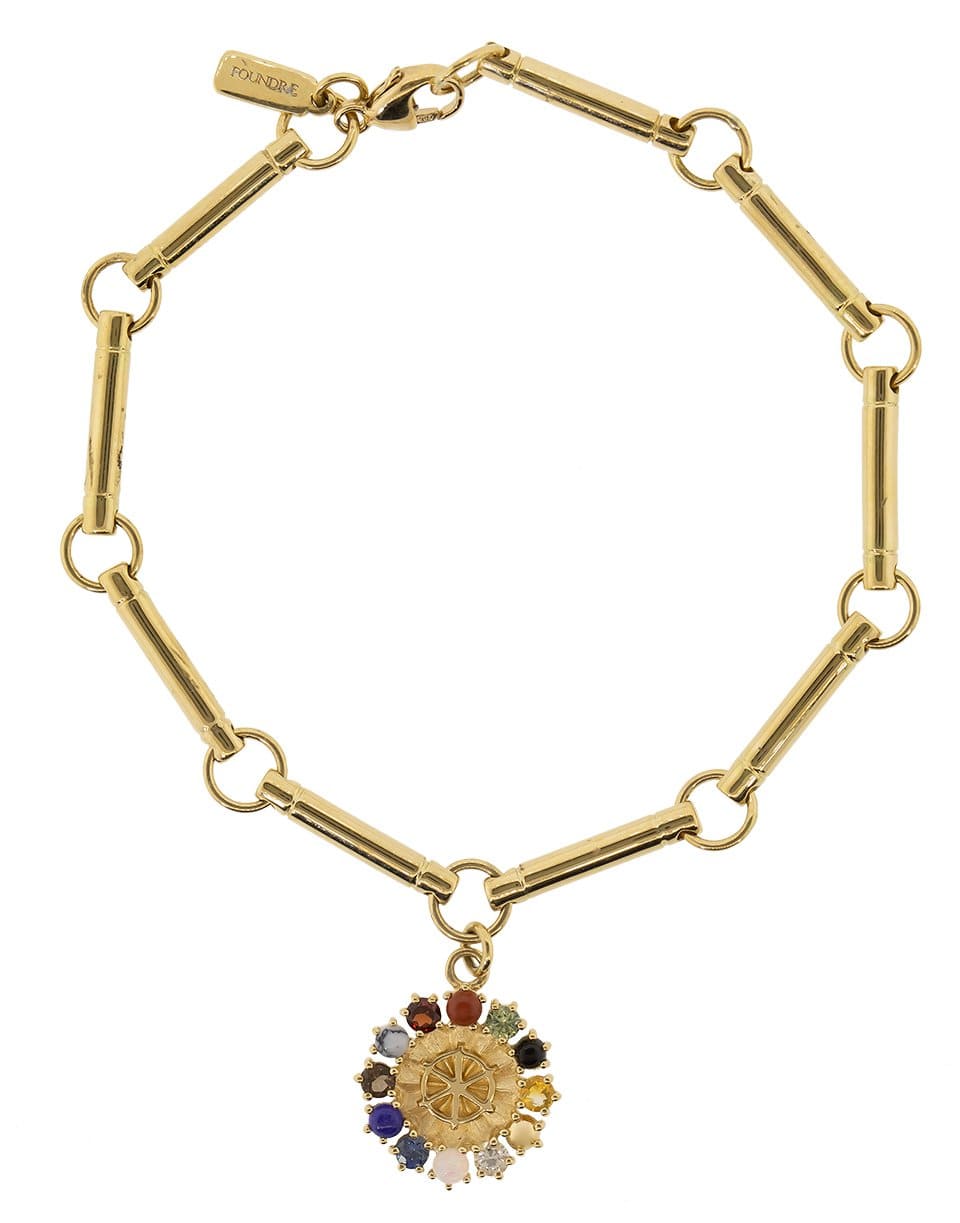 FOUNDRAE-Aether Multi Gemstone Disk Bracelet-YELLOW GOLD