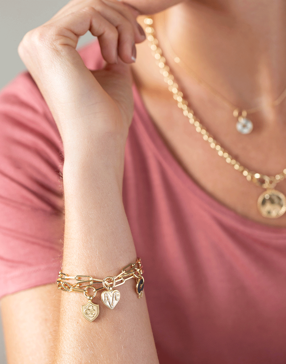 FOUNDRAE-AMATE Crest Fob Crest Clip Bracelet-YELLOW GOLD