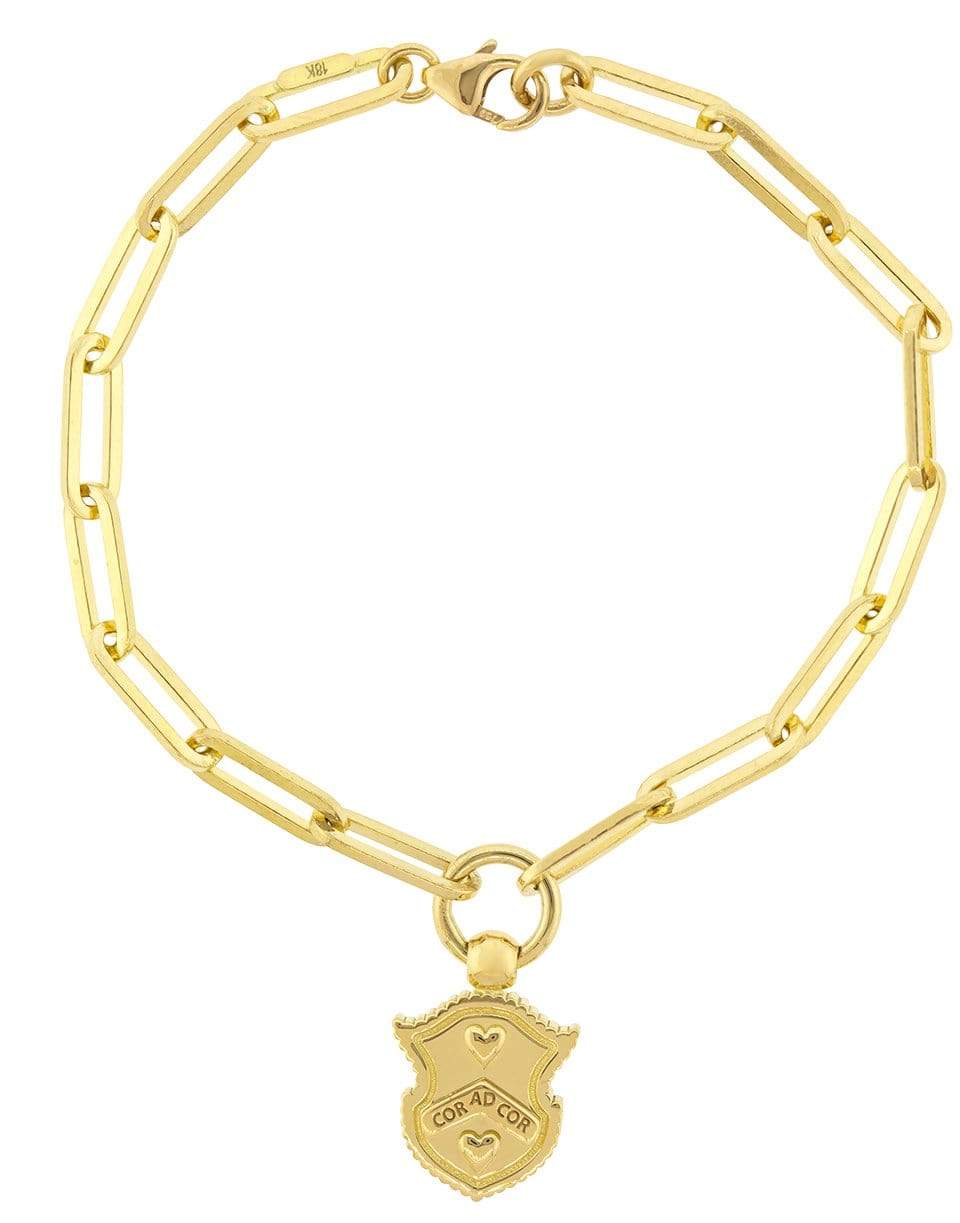 FOUNDRAE-Cor Ad Cor Crest Fob Clip Bracelet-YELLOW GOLD