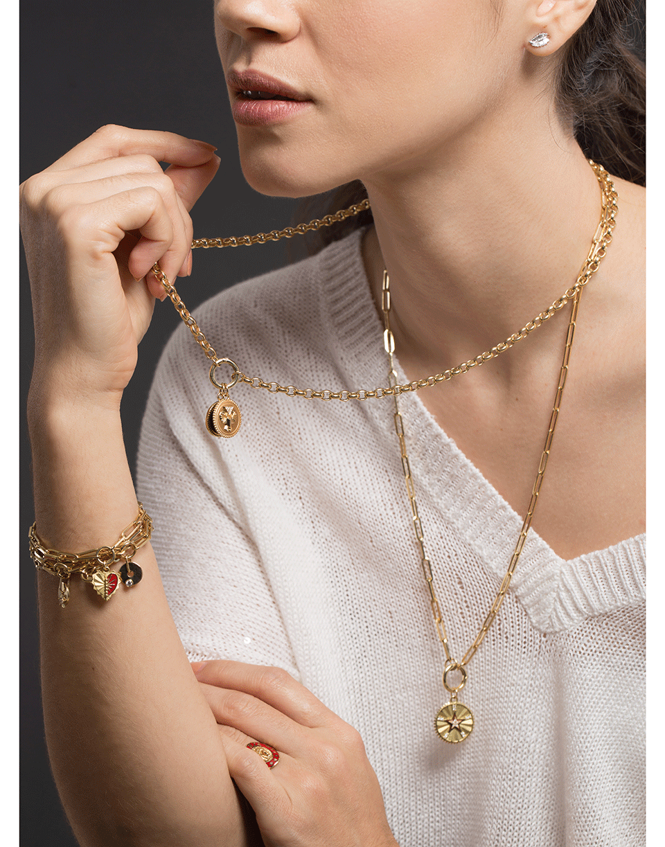 FOUNDRAE-Diamond Charm Fob Clip Bracelet-YELLOW GOLD