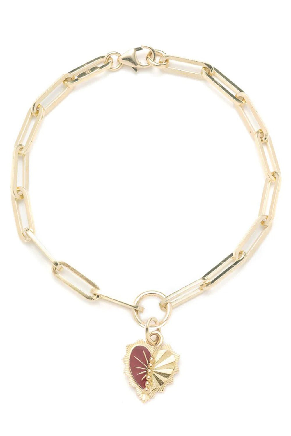 FOUNDRAE-Heart Token Fob Clip Bracelet-YELLOW GOLD