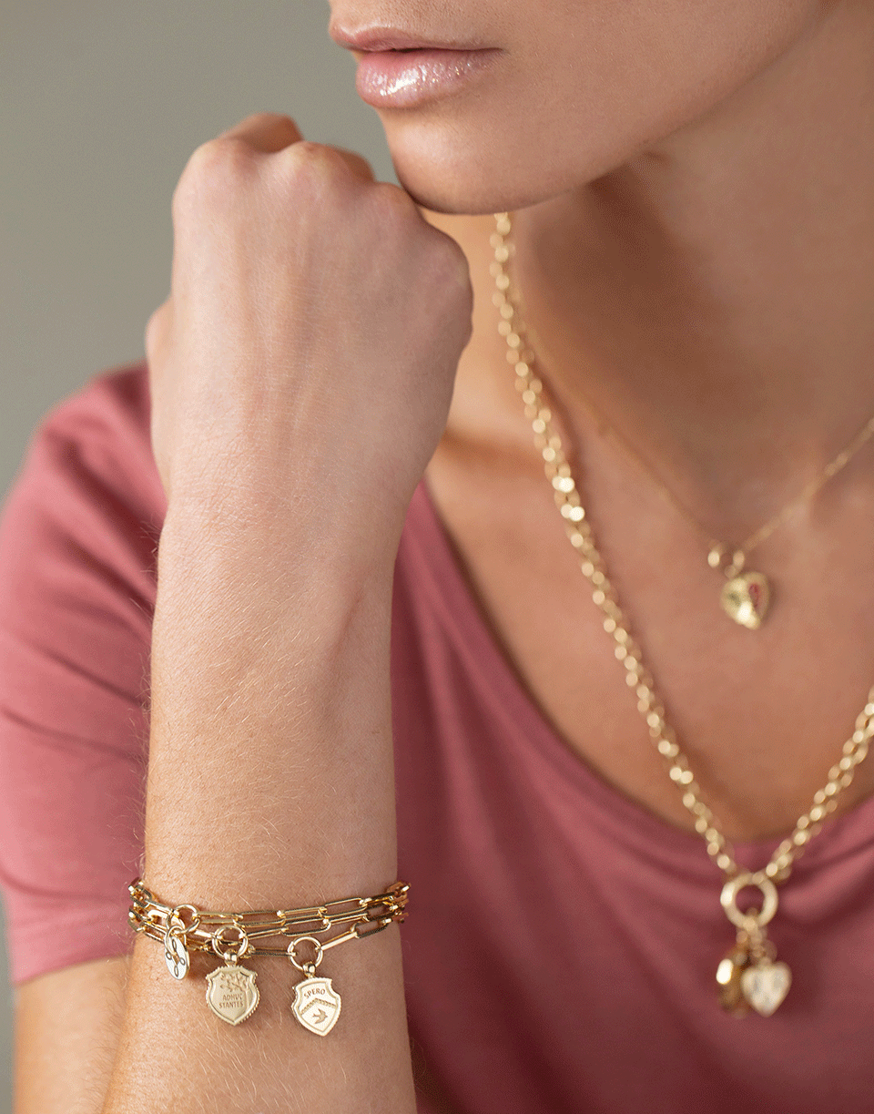 FOUNDRAE-Hope Crest Fob Clip Bracelet-YELLOW GOLD