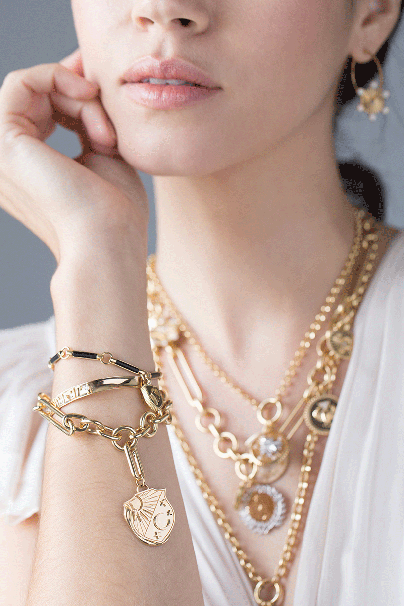 FOUNDRAE-Mixed Oversized Clip Bracelet-YELLOW GOLD