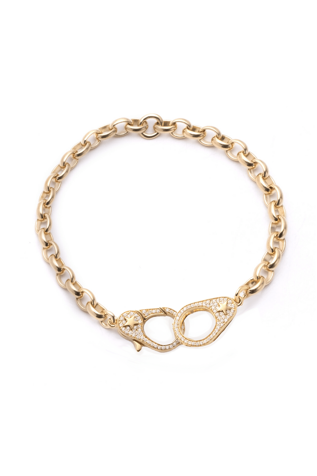 FOUNDRAE-Pave Diamond Clasp Sister Hook Bracelet-YELLOW GOLD