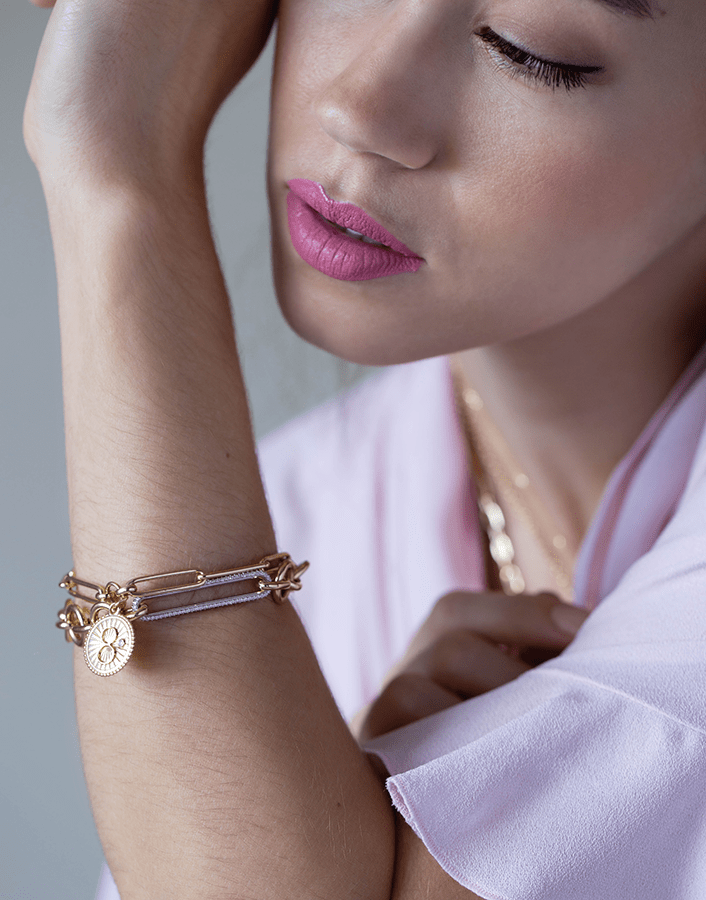 FOUNDRAE-Pave Diamond Oversized Clip Bracelet-YELLOW GOLD