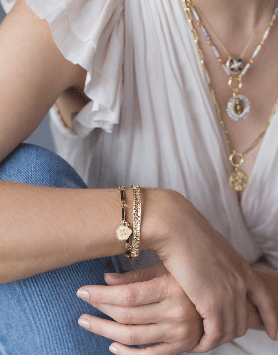 FOUNDRAE-Ram Onyx Chain Link Bracelet-YELLOW GOLD