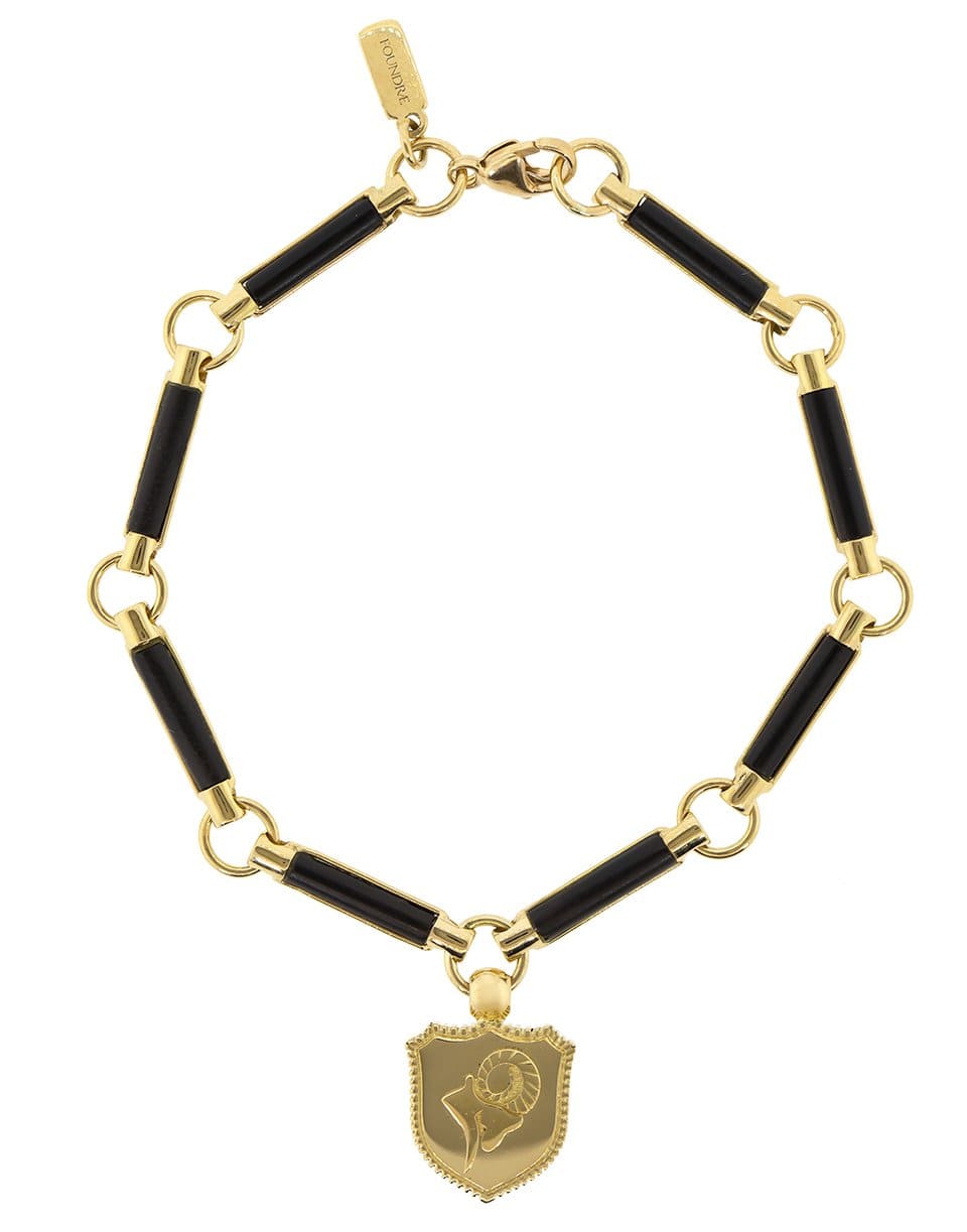 FOUNDRAE-Ram Onyx Chain Link Bracelet-YELLOW GOLD