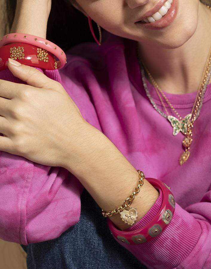 FOUNDRAE-True Love Heart Belcher Bracelet-YELLOW GOLD