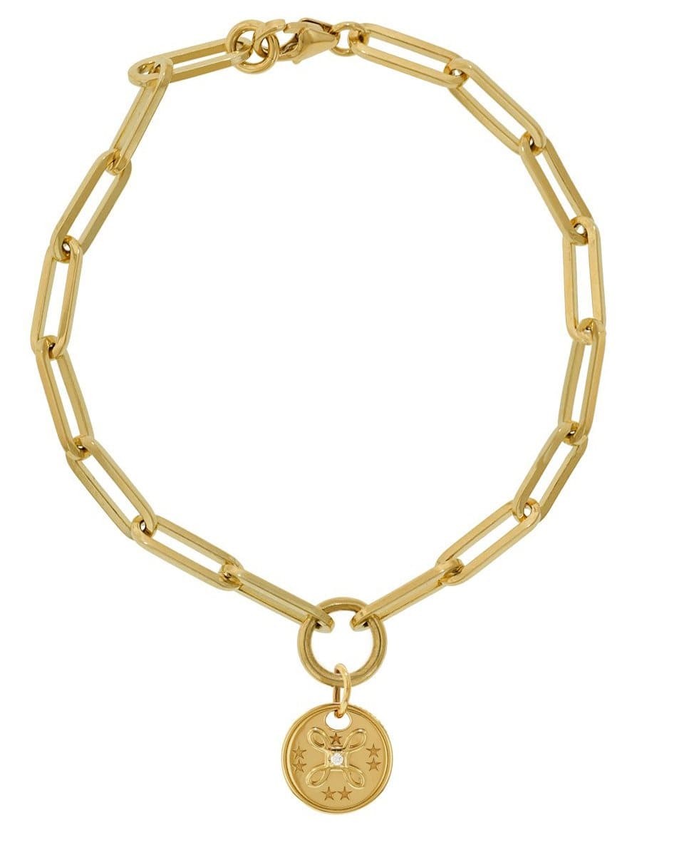 FOUNDRAE-True Lovers Knot Fob Clip Bracelet-YELLOW GOLD