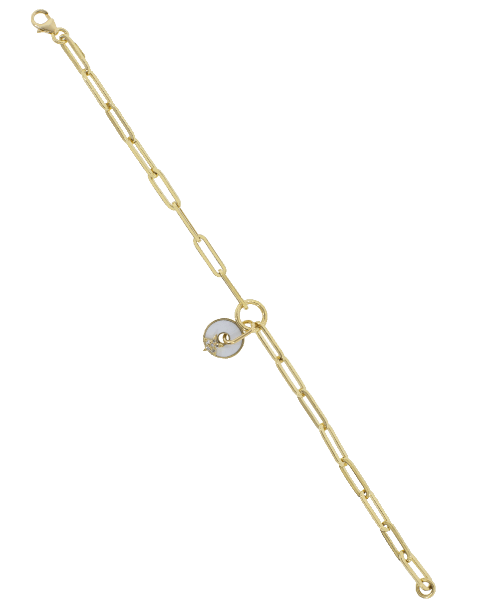 FOUNDRAE-White Star Charm Fob Clip Bracelet-YELLOW GOLD