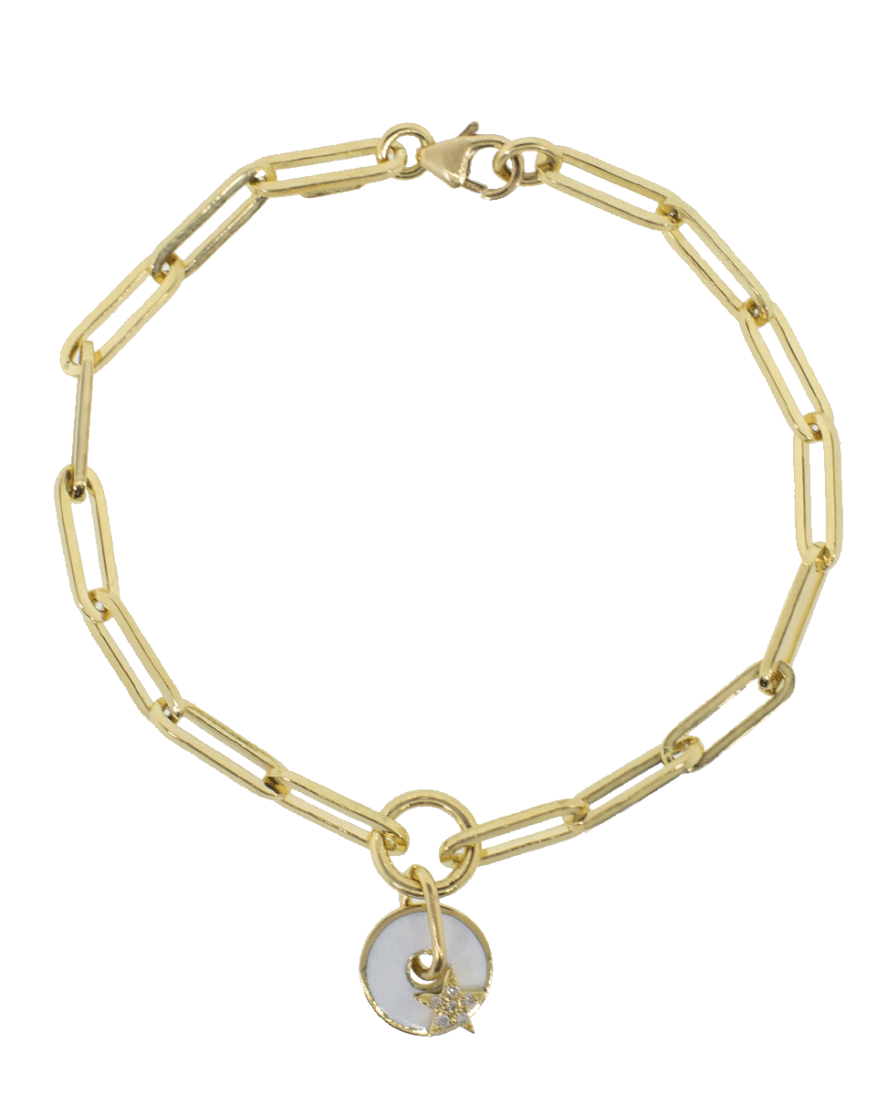 FOUNDRAE-White Star Charm Fob Clip Bracelet-YELLOW GOLD
