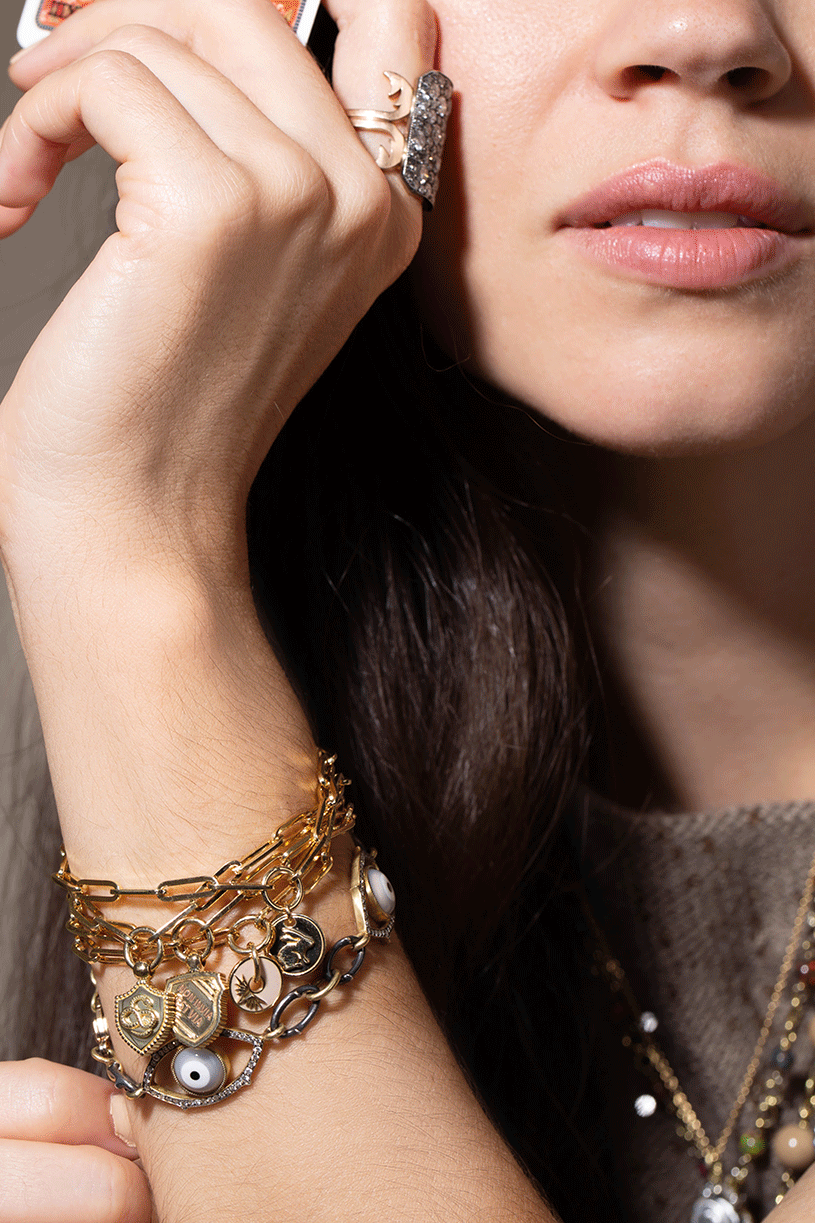FOUNDRAE-Wholeness Fob Clip Bracelet-YELLOW GOLD