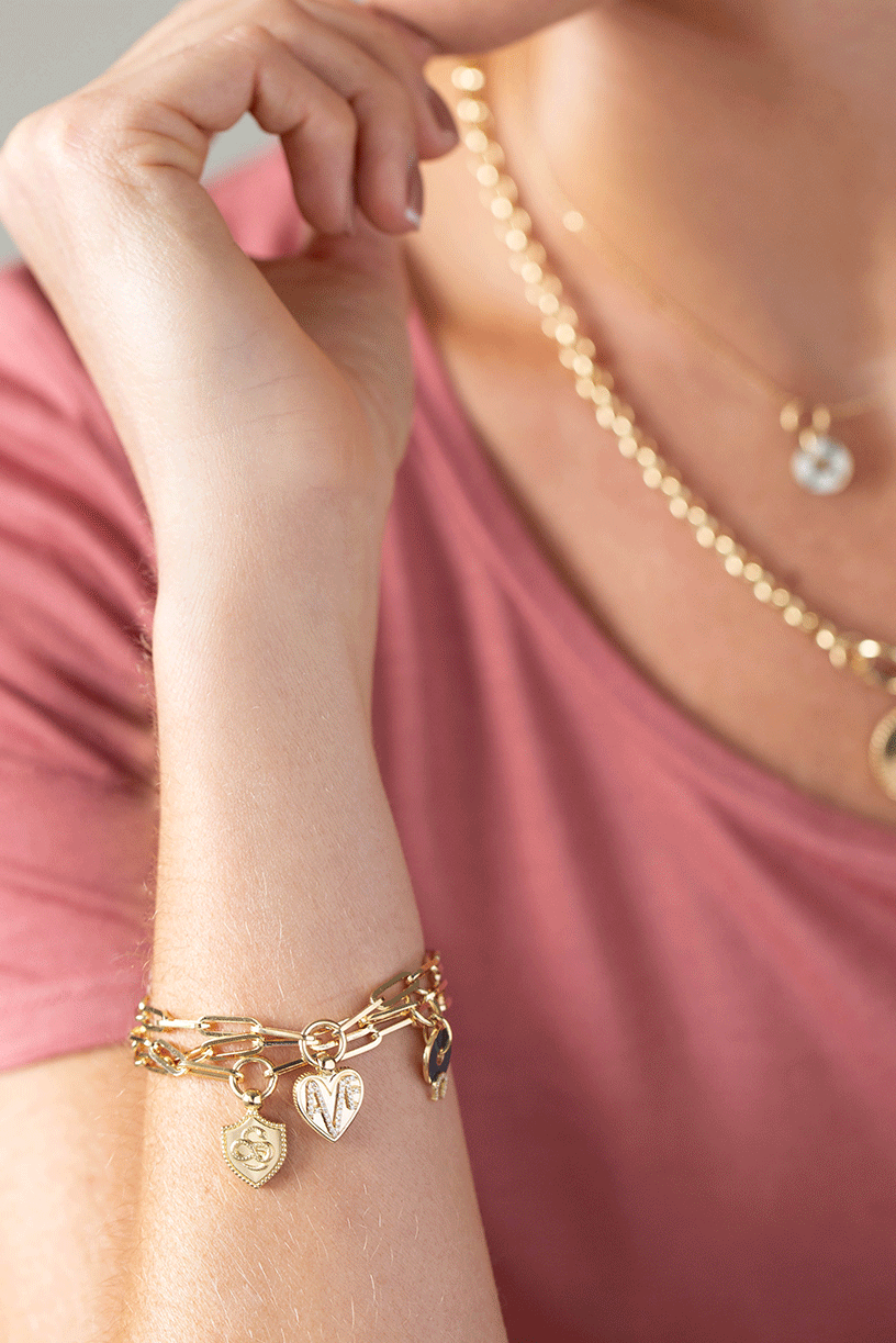 FOUNDRAE-Wholeness Fob Clip Bracelet-YELLOW GOLD