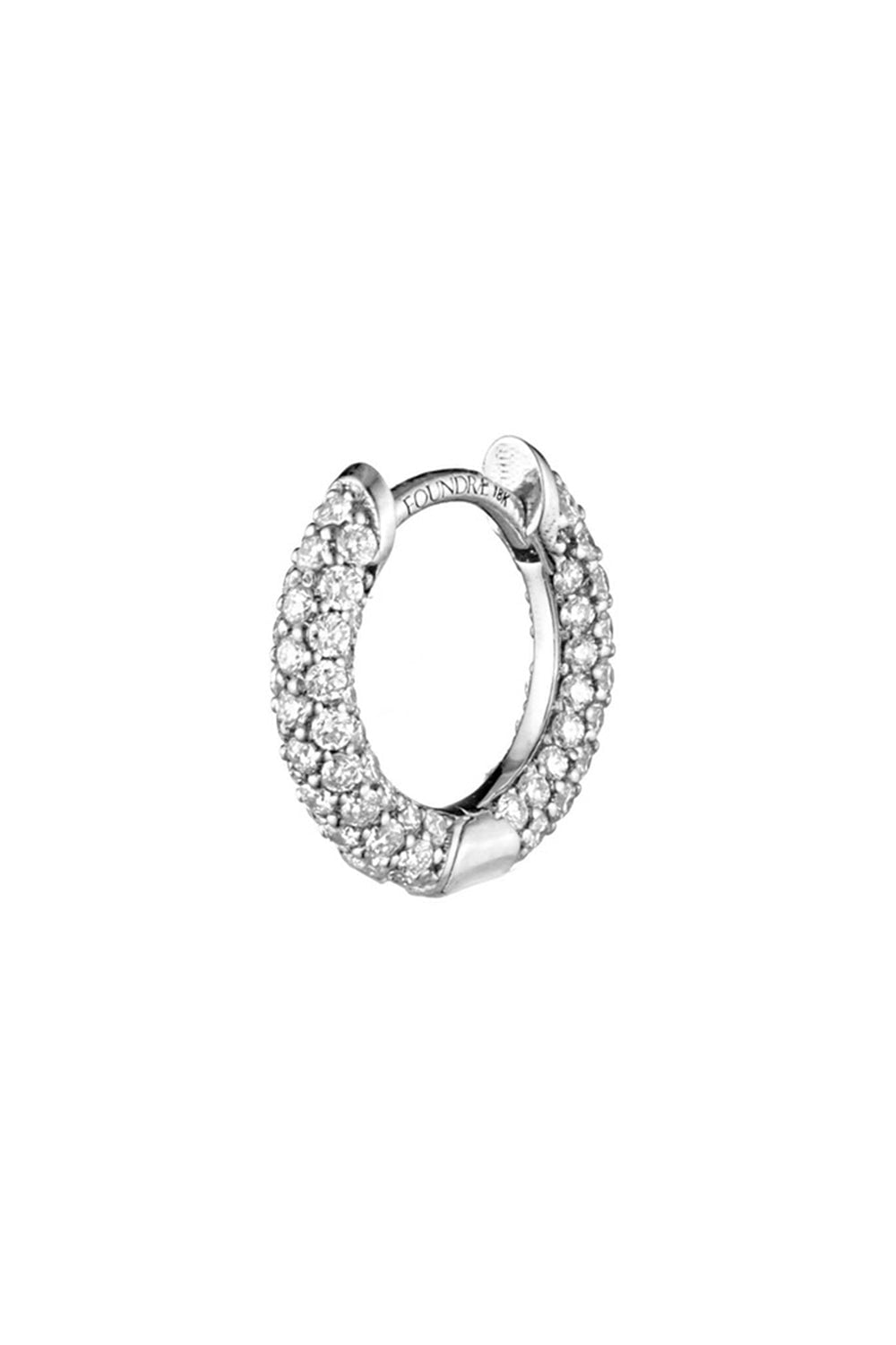 FOUNDRAE-Petite Pave Chubby Hoop Earring-WHITE GOLD