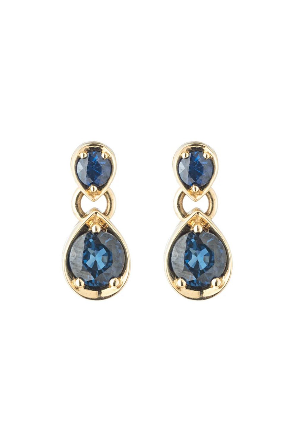 FOUNDRAE-Blue Sapphire Forever And Always A Pair - Love Earrings-YELLOW GOLD