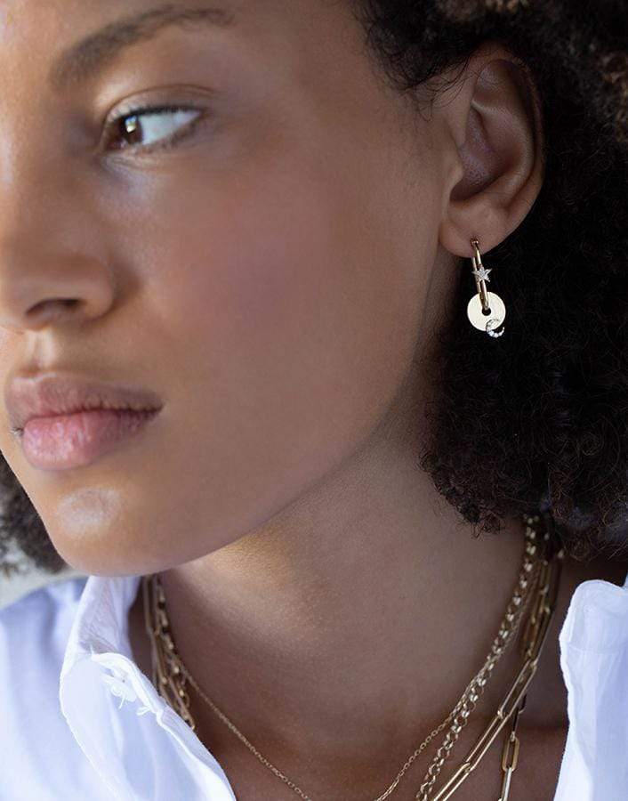 FOUNDRAE-Diamond Crescent Symbol Gold Disk-YELLOW GOLD