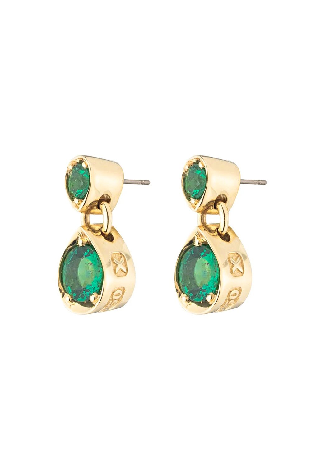 FOUNDRAE-Emerald Forever And Always A Pair - Love Earrings-YELLOW GOLD