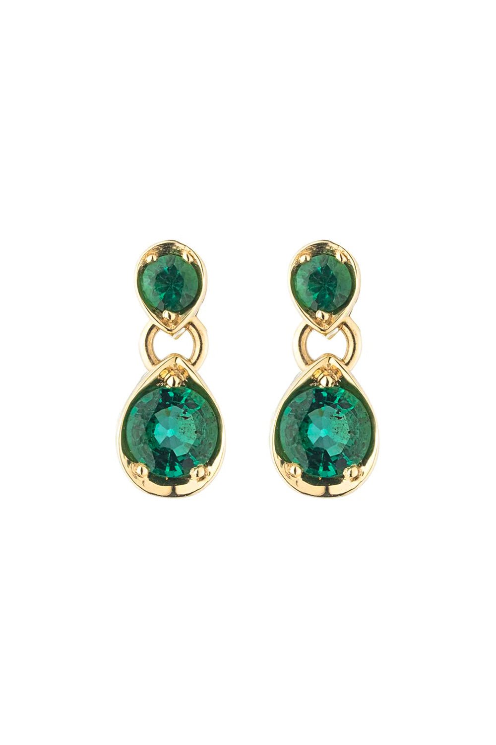 FOUNDRAE-Emerald Forever And Always A Pair - Love Earrings-YELLOW GOLD
