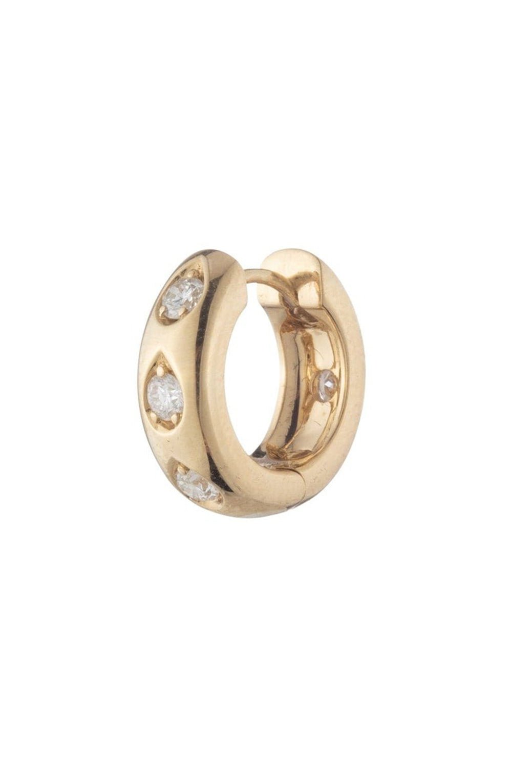 FOUNDRAE-Forever And Always a Pair - Love Diamond Gemstone Hoop Earring-YELLOW GOLD