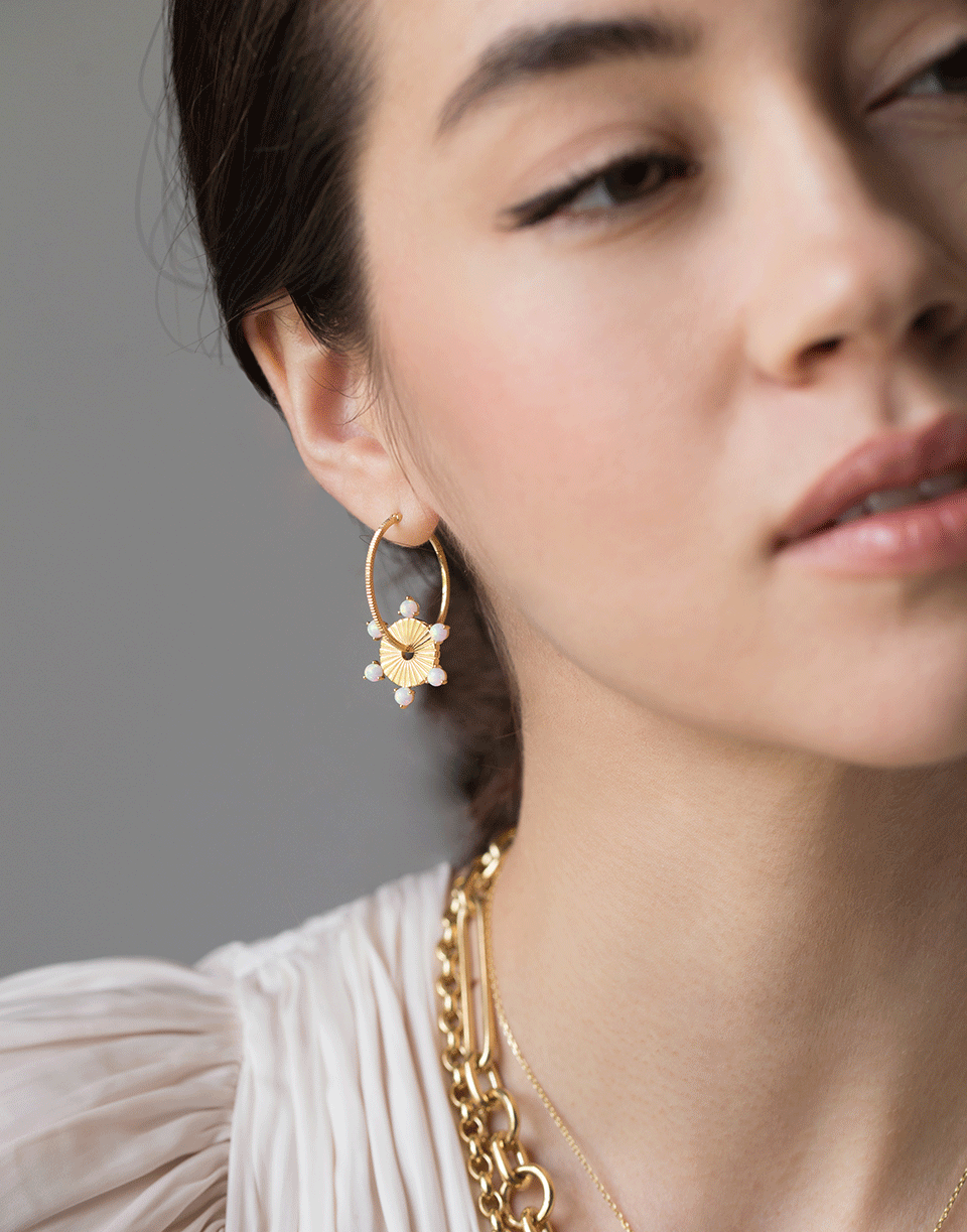 FOUNDRAE-Large Opal Element Disk Hoops-YELLOW GOLD