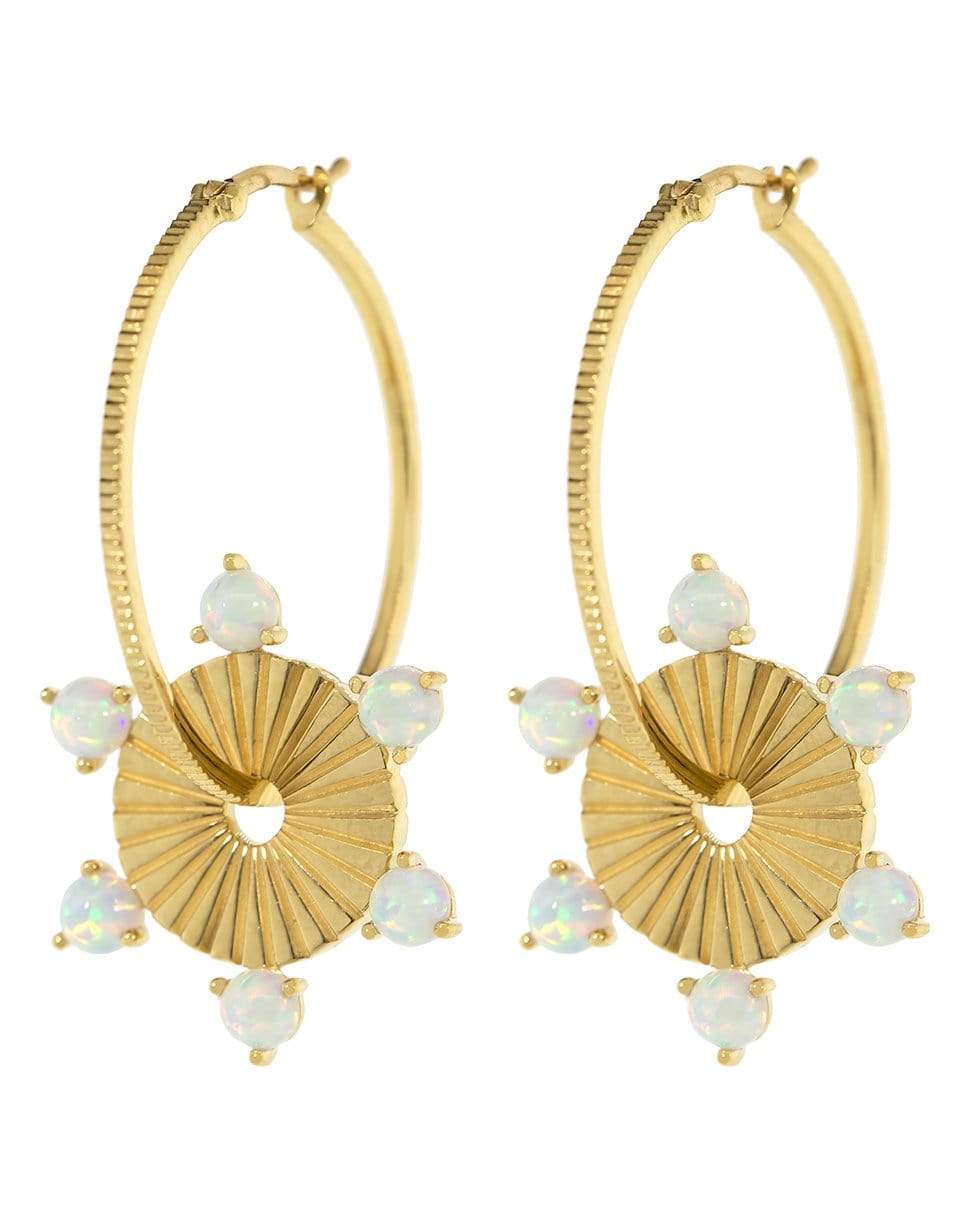 FOUNDRAE-Large Opal Element Disk Hoops-YELLOW GOLD