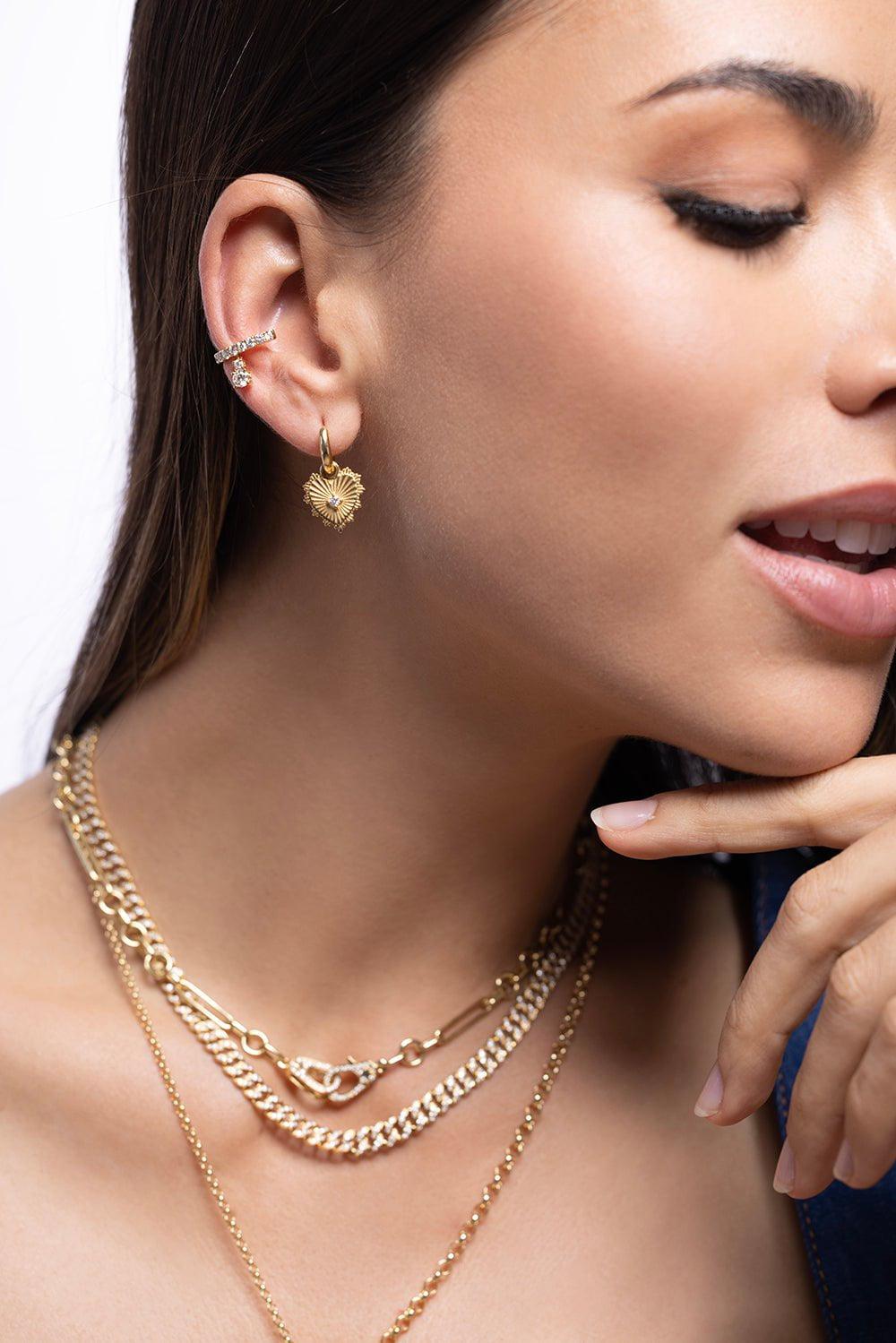 FOUNDRAE-Mini Heart Huggies-YELLOW GOLD