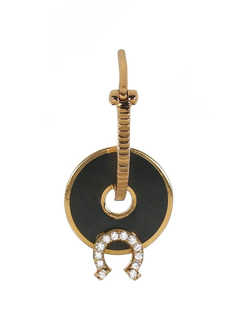 FOUNDRAE-Olive Enamel Horseshoe Disk-YELLOW GOLD