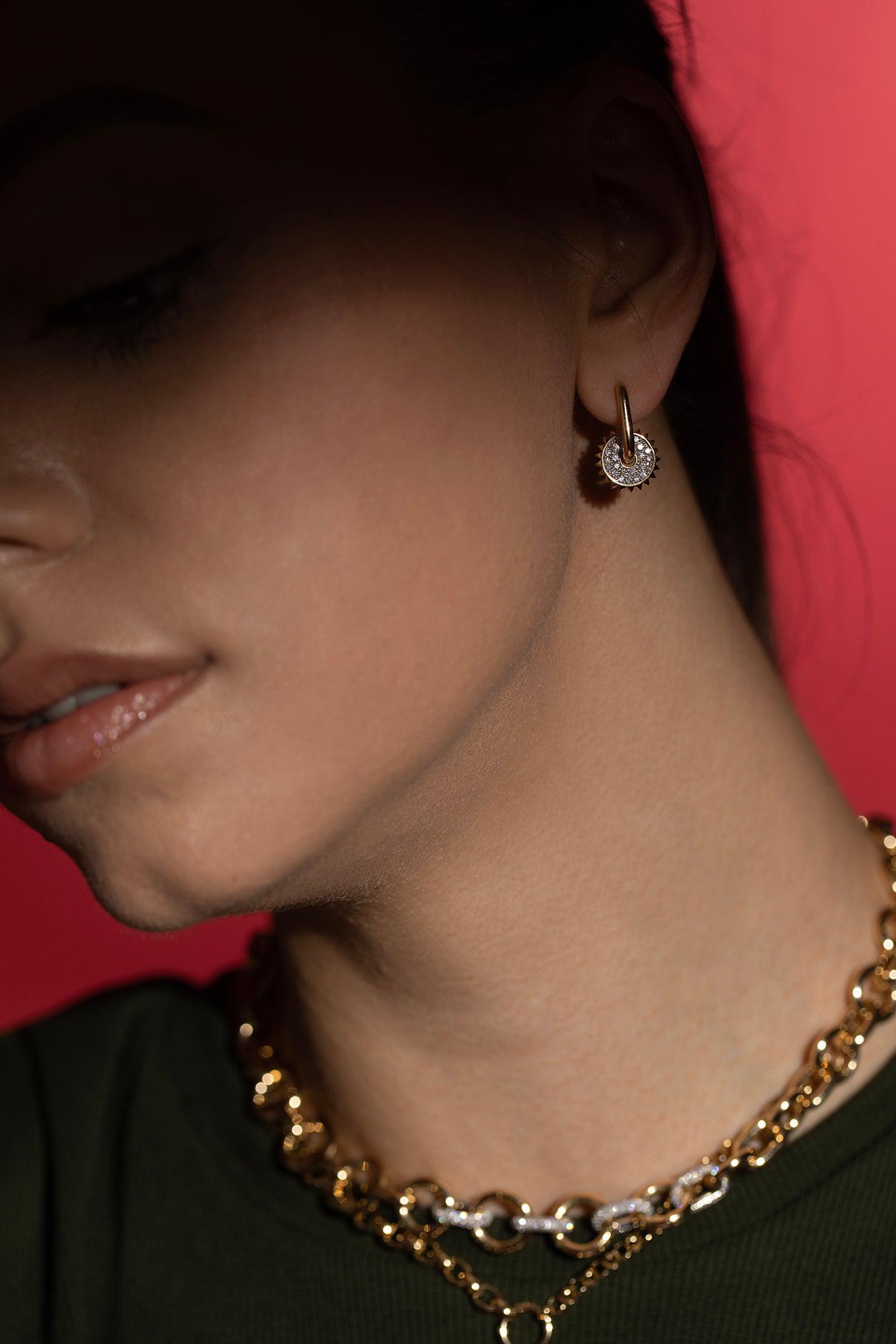 FOUNDRAE-Pave Gold Symbol Disk-YELLOW GOLD